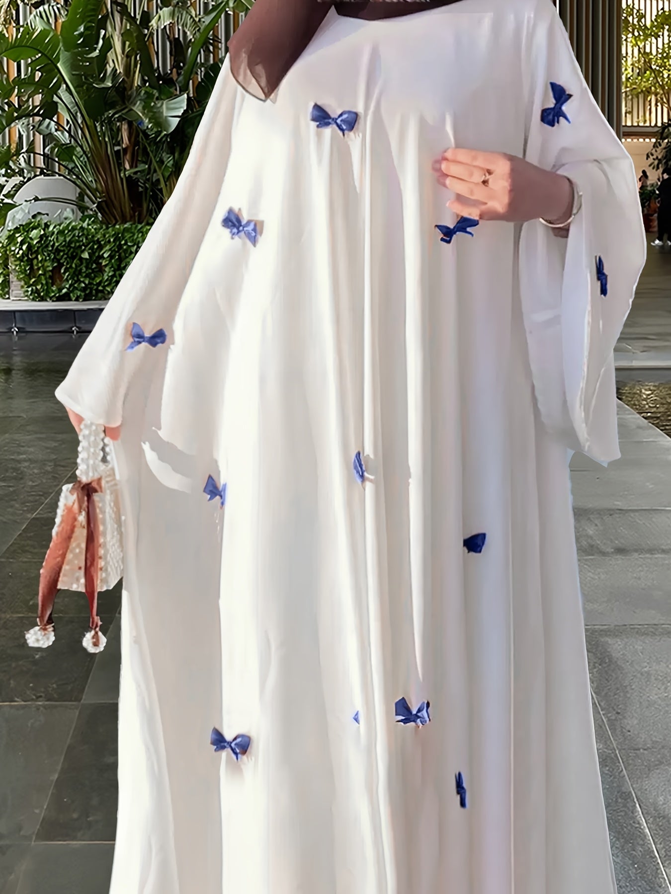 islamic maxi dress Alizeh Button Front Chiffon Modest Long Maxi Dress - Dark Blue | Modest Muslim Dresses