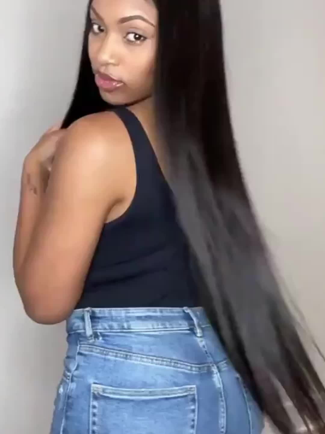 Three Bundles of Brazilian Straight Hair Made from 100% Unprocessed Human Hair, Featuring Double Wefts. These Virgin Straight Hair Extensions Are Designed for Women