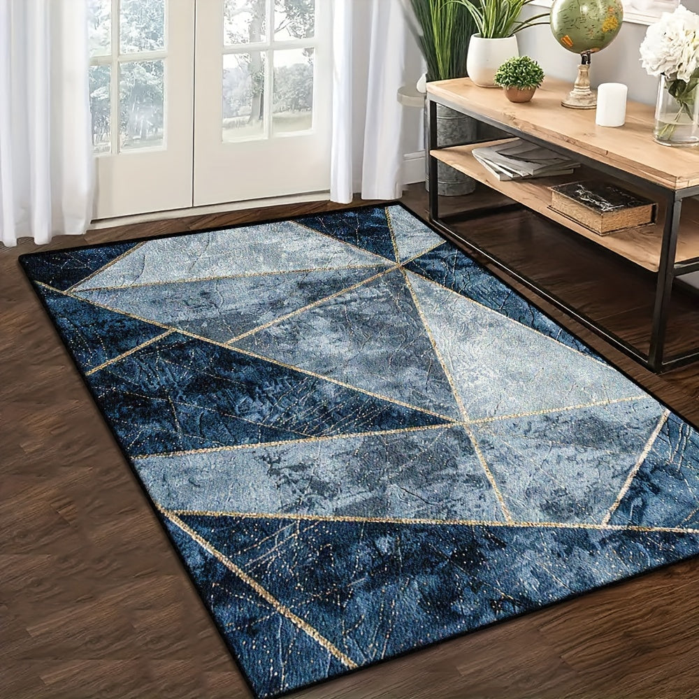Washed Bottom Imitation Cashmere, Weight 1200G Per Flat, Thickness 1pc, Machine Washable Geometric Pattern Carpet, Medium Thickness Polyester Rug, Suitable for Indoor