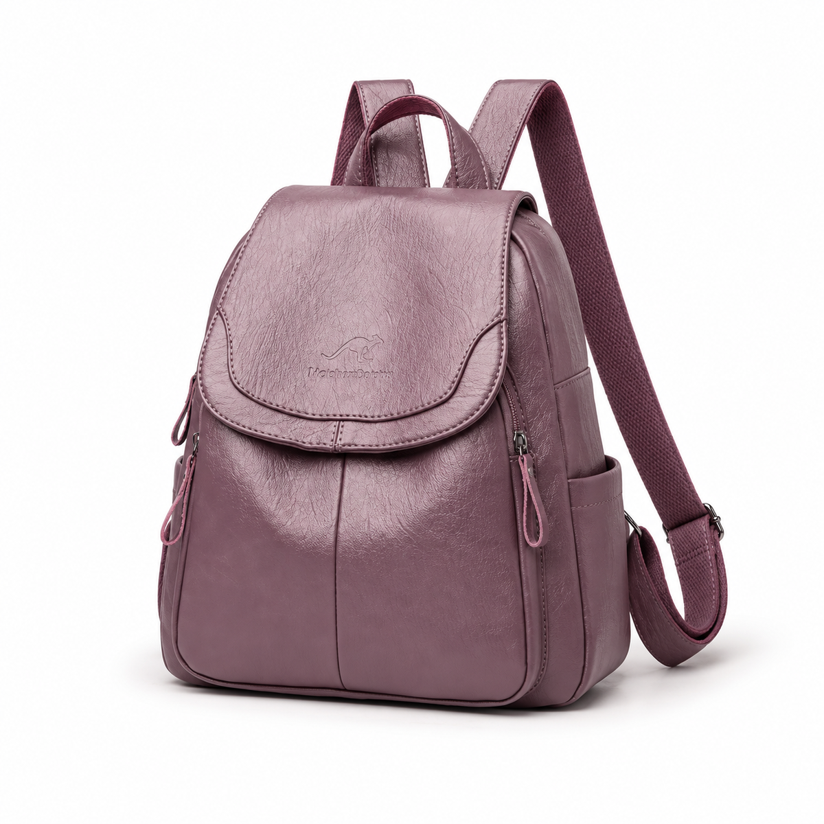 Elegant Purple Flap Backpack With Pockets
