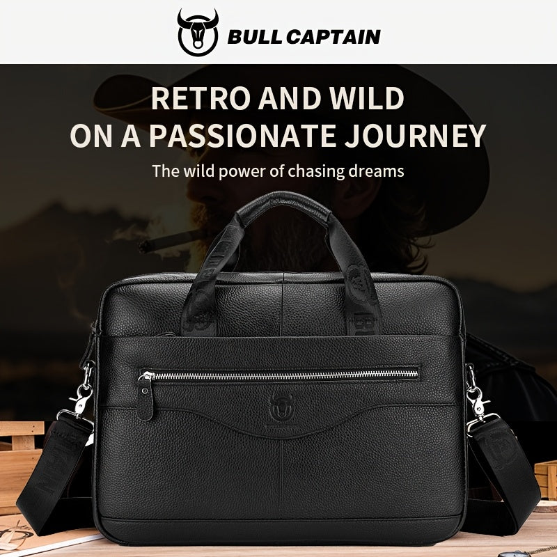 Men's Leather Multi-functional Briefcase Laptop Crossbody Bag, Men's Professional Business Bags For Work