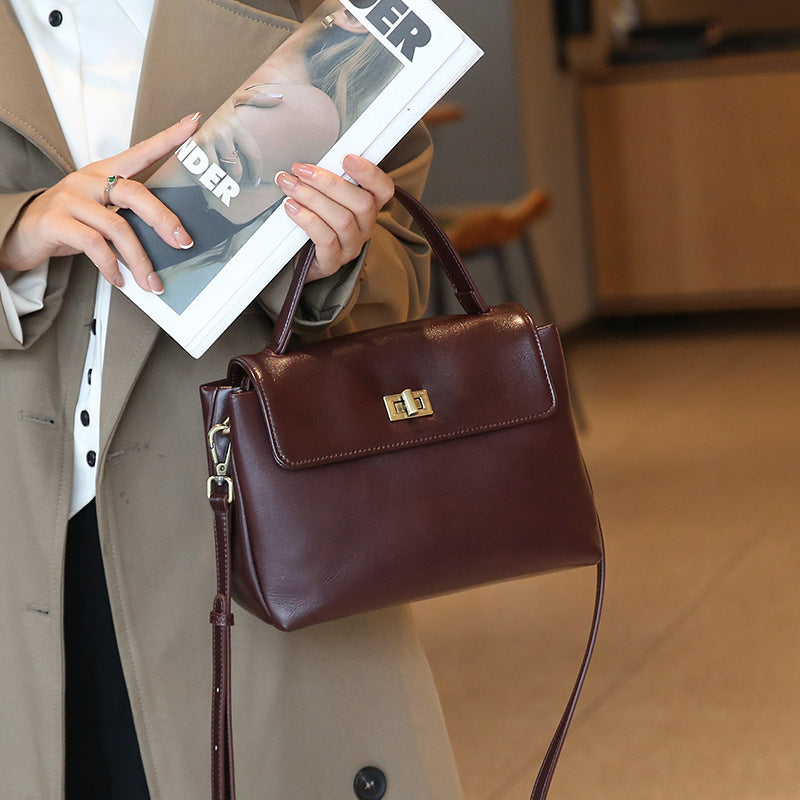 Solid Color Luxury Leather Women's Shoulder Bag, Crossbody Bag for Women, 2025 New High-End Retro Shoulder Bag