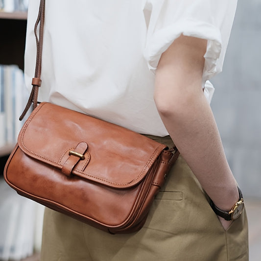 Vintage Leather Women's Bag 2025 Fashion Bag Leather Single Shoulder Crossbody Large Capacity Hundred Small Square Bag Wallets
