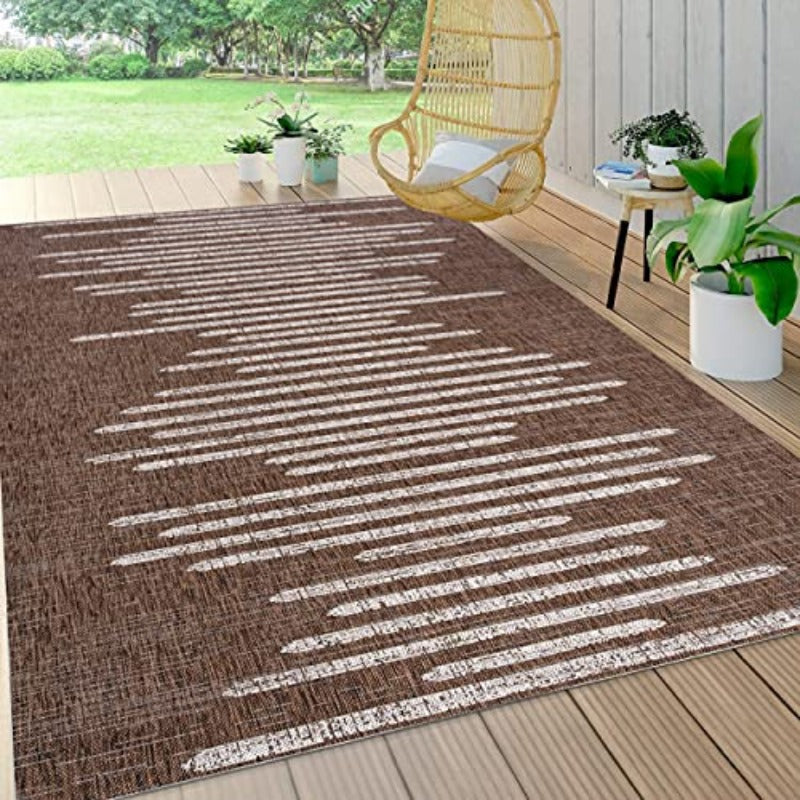 Geometric Indoor Outdoor Area Medium Rug Bohemian Contemporary Easy Cleaning Bedroom Kitchen Backyard Patio Non Shedding 3 X 5 Brown Beige