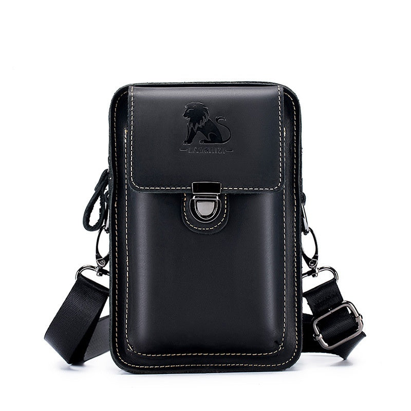 Men's Fashion Leather Crossbody Bag, Genuine Leather Top Layer Sling Cowhide, Retro Style, High-Quality Waist Pack
