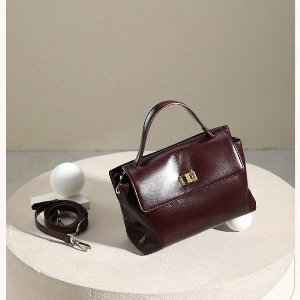 Solid Color Luxury Leather Women's Shoulder Bag, Crossbody Bag for Women, 2025 New High-End Retro Shoulder Bag