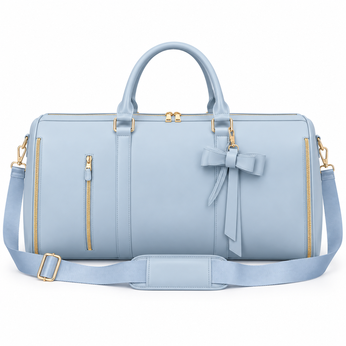 Powder Blue Bow Garment Overnight Bag