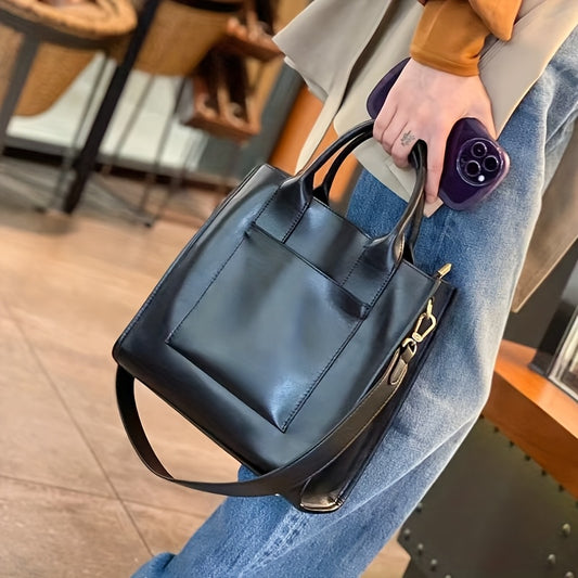 New Leather Crossbody Bag Women's Large Capacity Bag Spring And Summer Fashion Atmosphere Work Commuter Leather Crossbody Handbag