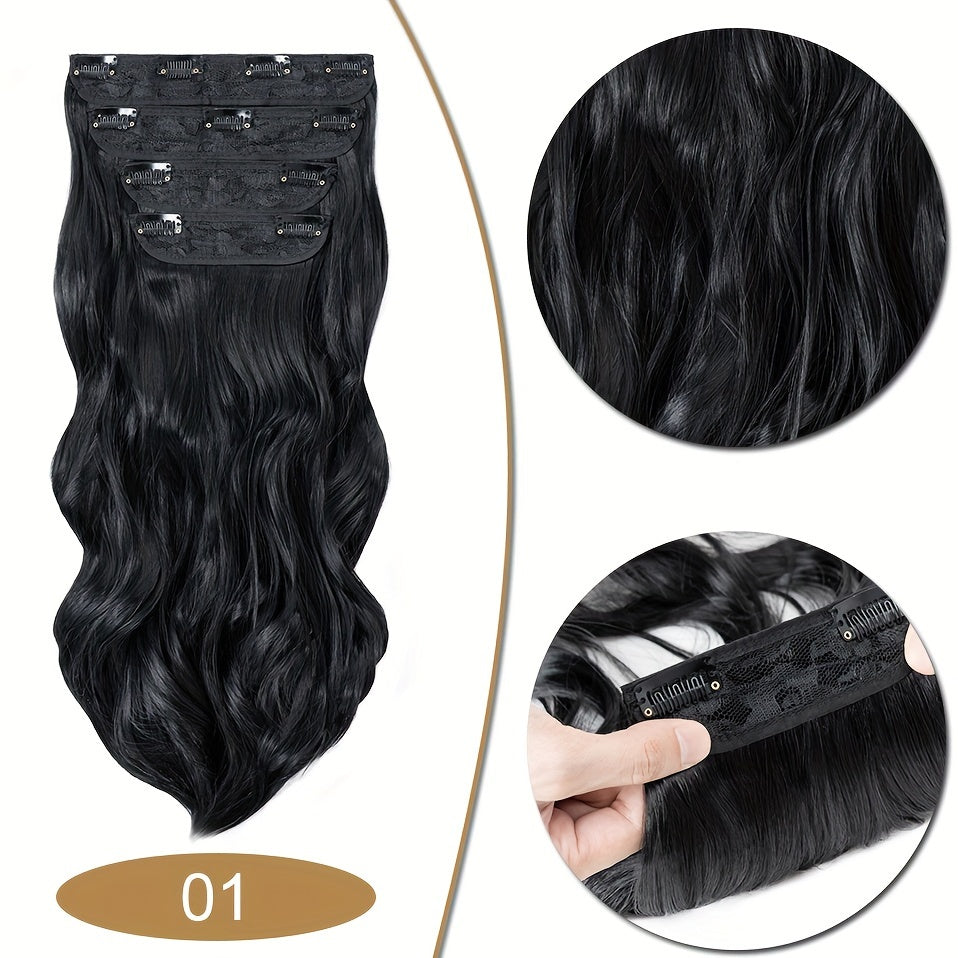 4Pcs/set 22inch Long Curly Hairpieces Ombre Hairpieces for Women