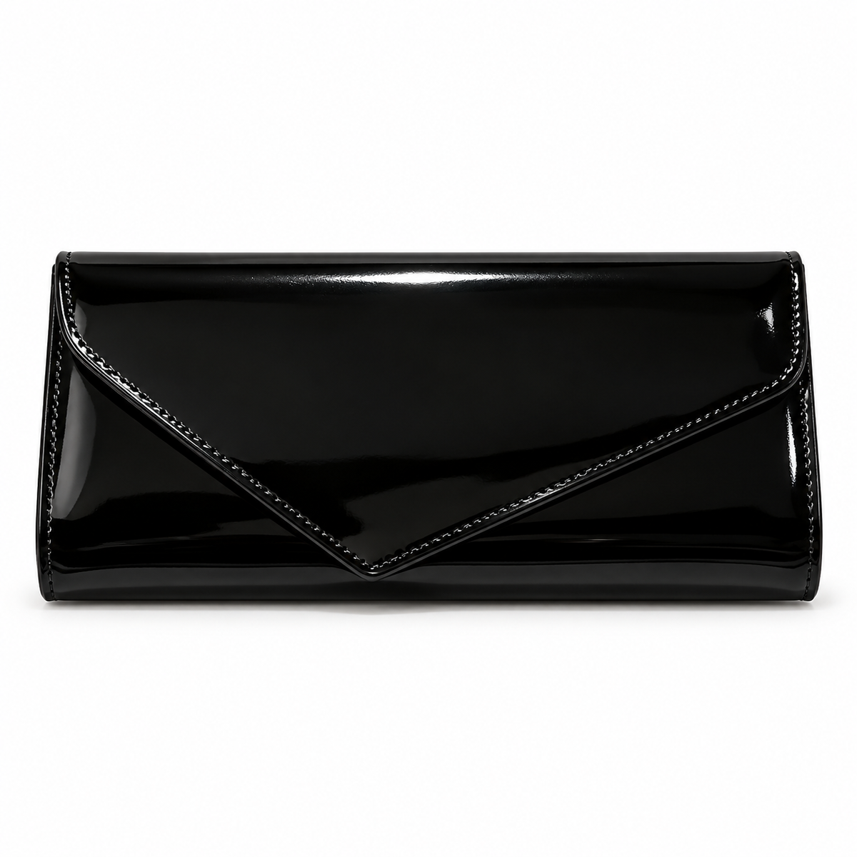 Glossy Black Envelope Evening Clutch Bag