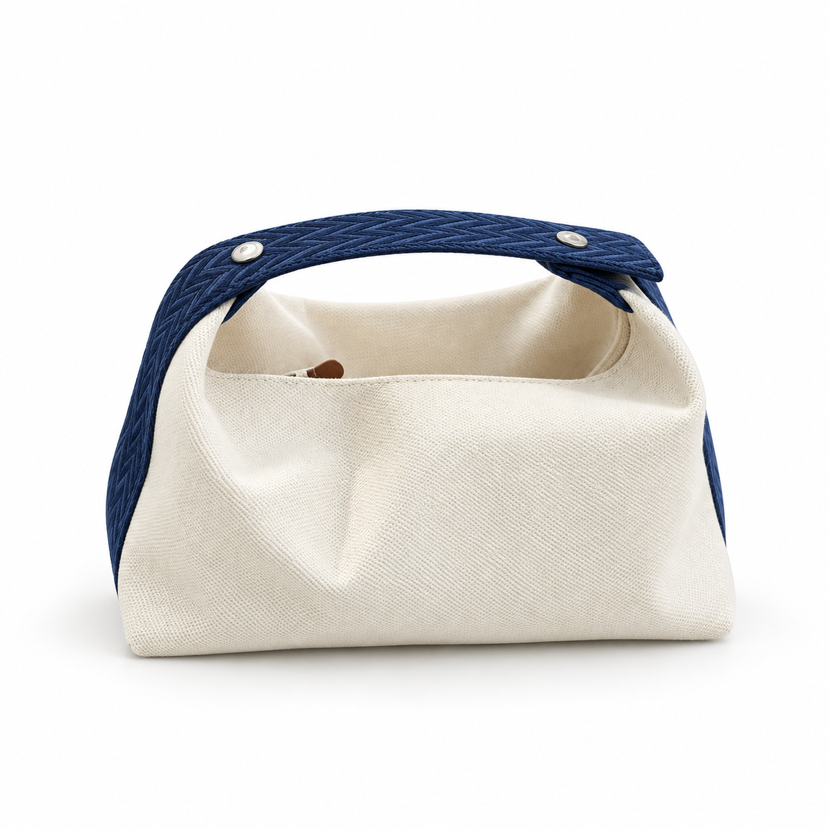 Ivory Canvas Bag With Blue Strap
