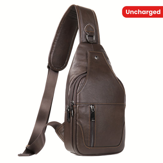 Genuine Leather Sling Bag Crossbody Backpack For Men Work Shoulder Chest Pack Outdoor Travel Hiking Casual Everyday Daypack