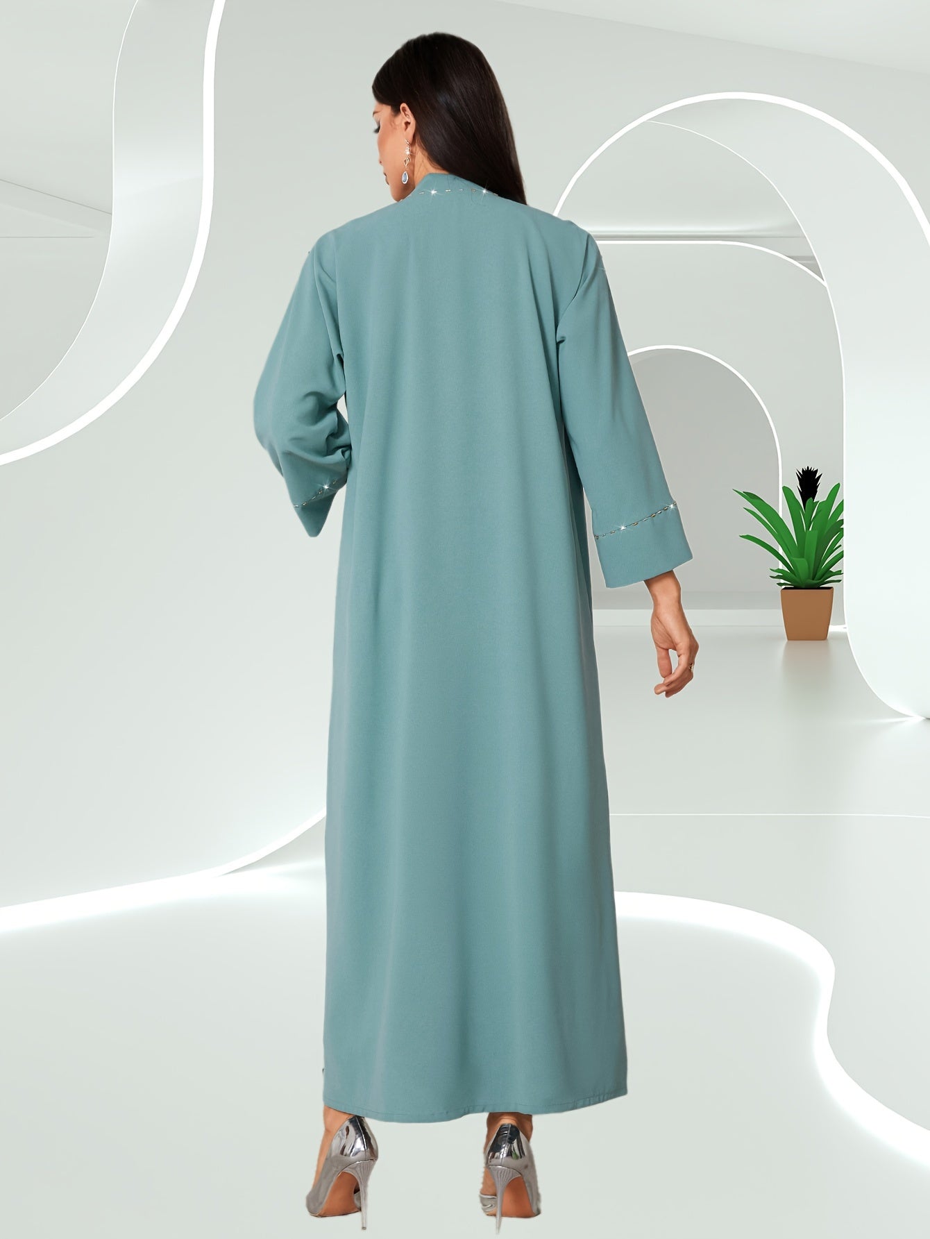 New Spring And Summer Abaya Hand-sewn Diamond Robe Outerwear Open Shirt Arabic Ready-to-Wear Women's Clothing