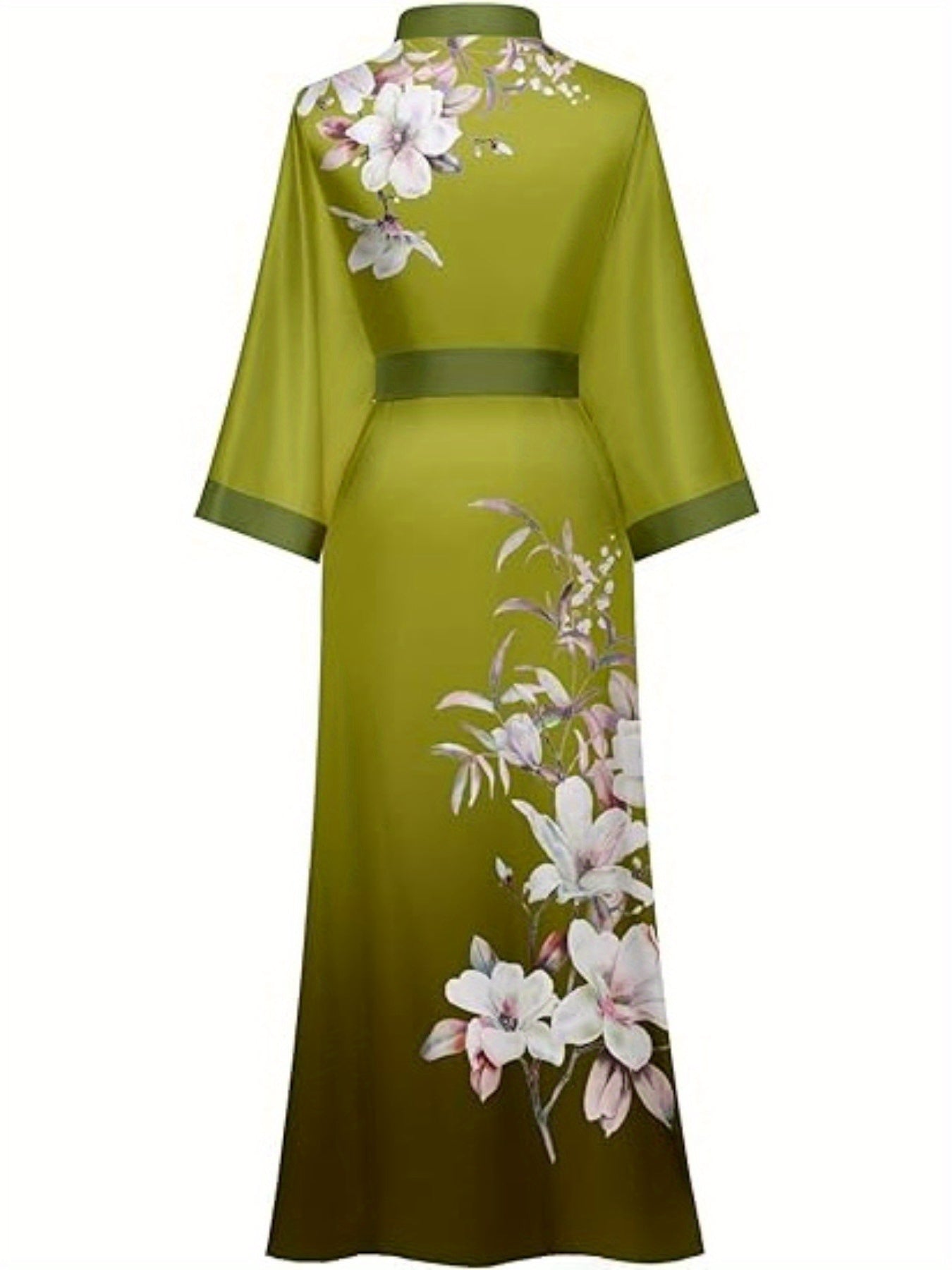 Women's Kimono Robe Long Bathrobe Women's Pajamas Floral Print Wedding Robe Nightgown Satin Bridesmaid Robe