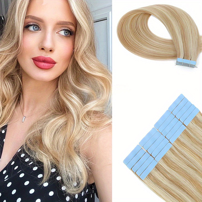 20pcs Remy Human Hair Tape In Straight Hair Extensions