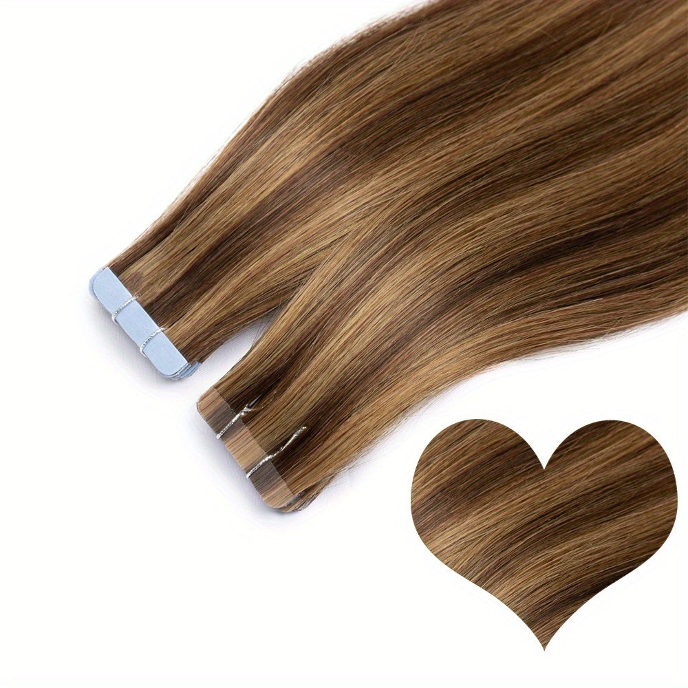20pcs Remy Human Hair Tape In Straight Hair Extensions
