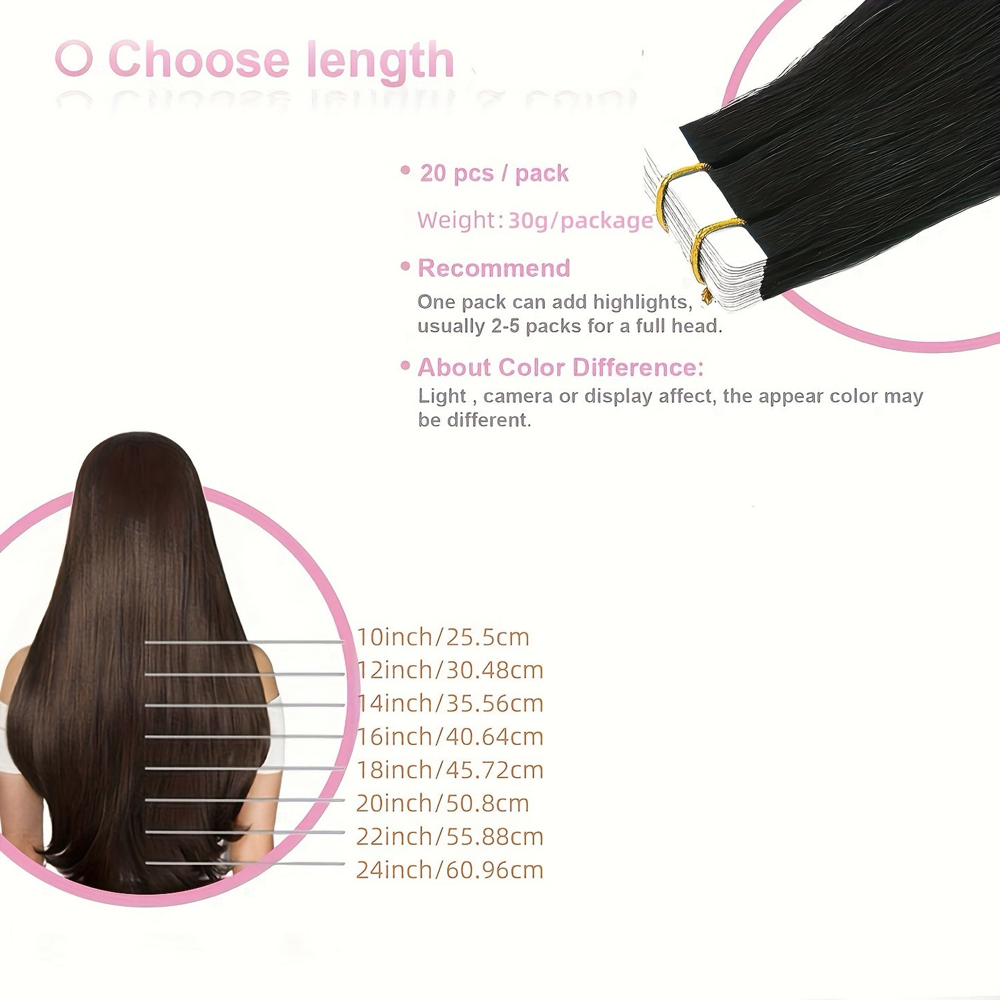 20pcs Remy Human Hair Tape In Straight Hair Extensions