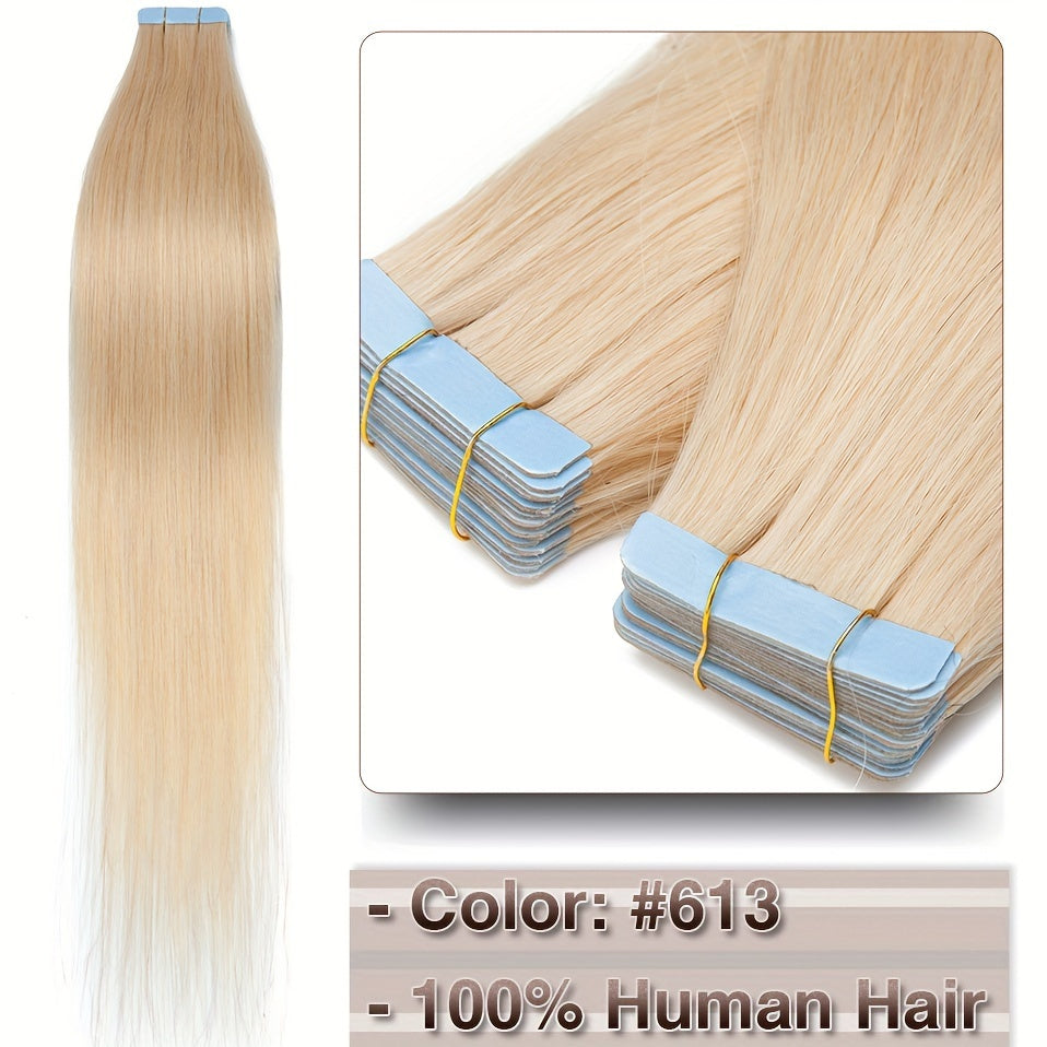 20pcs Remy Human Hair Tape In Straight Hair Extensions