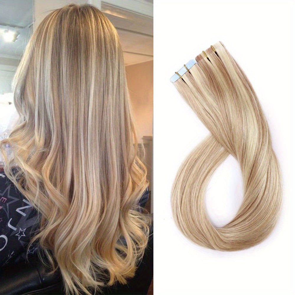 20pcs Remy Human Hair Tape In Straight Hair Extensions