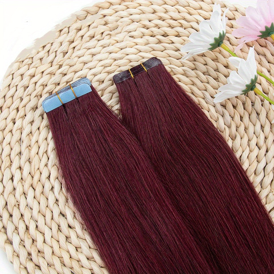 20pcs Remy Human Hair Tape In Straight Hair Extensions