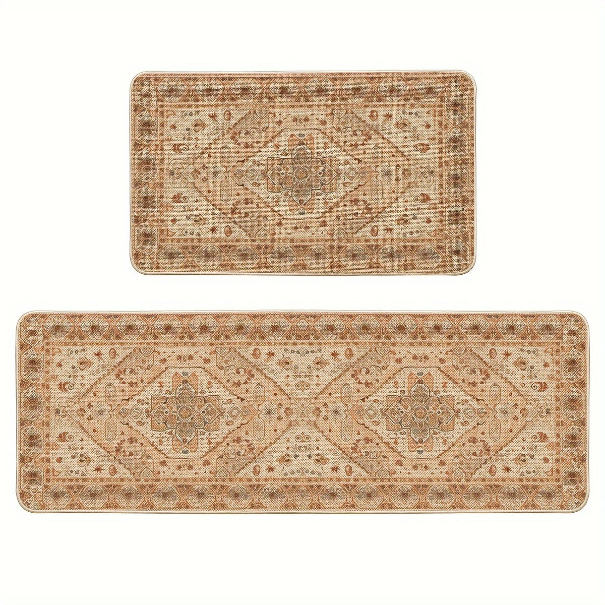 Red Floral Vintage Bohemia Kitchen Mats Set Of 1, Daily Boho Home Decor Low-Profile Kitchen Rugs for Floor