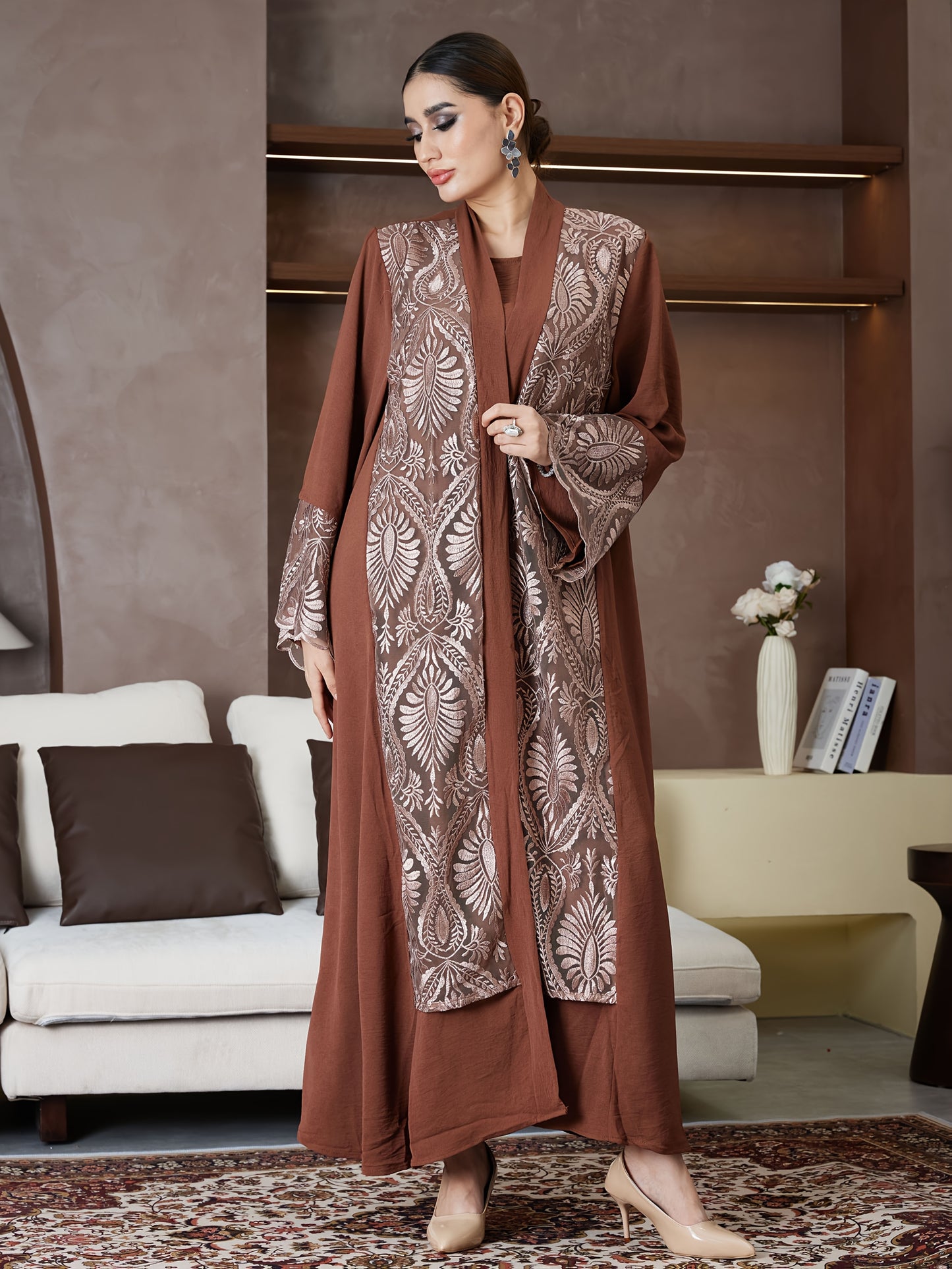 New Abaya for Ramadan, Middle Eastern Arabic Robe, Saudi Arabia, Turkish Muslim Women'S Floral Dress with Comfortable Breathable Fabric, High-End Fashion Paisley Pattern