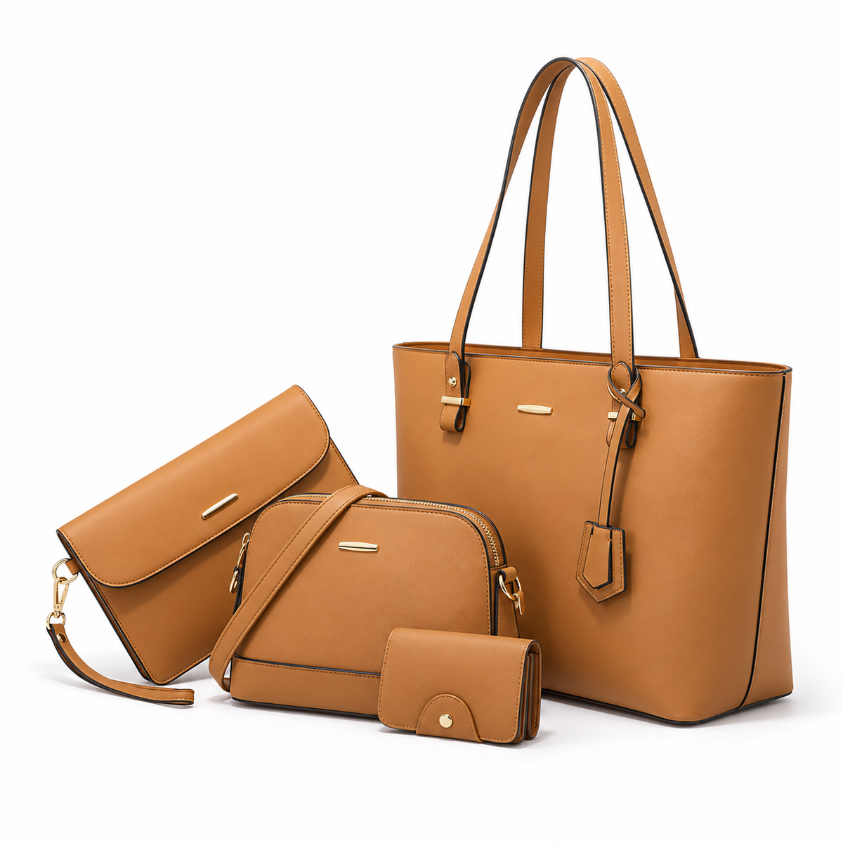 Elegant Camel Four Piece Handbag Set