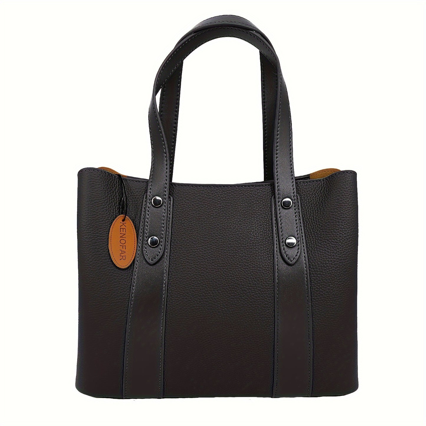 Genuine Leather Tote Bag for Women, Large Capacity Handbag with Adjustable Strap, Zipper Closure- Unlined Messenger Bag