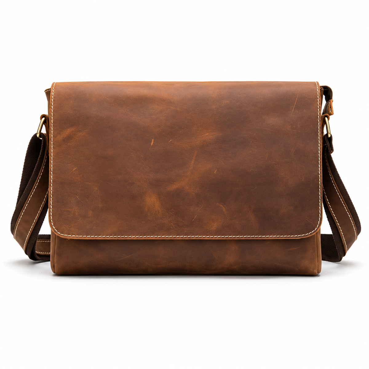 Vintage Brown Leather Laptop Messenger Bag