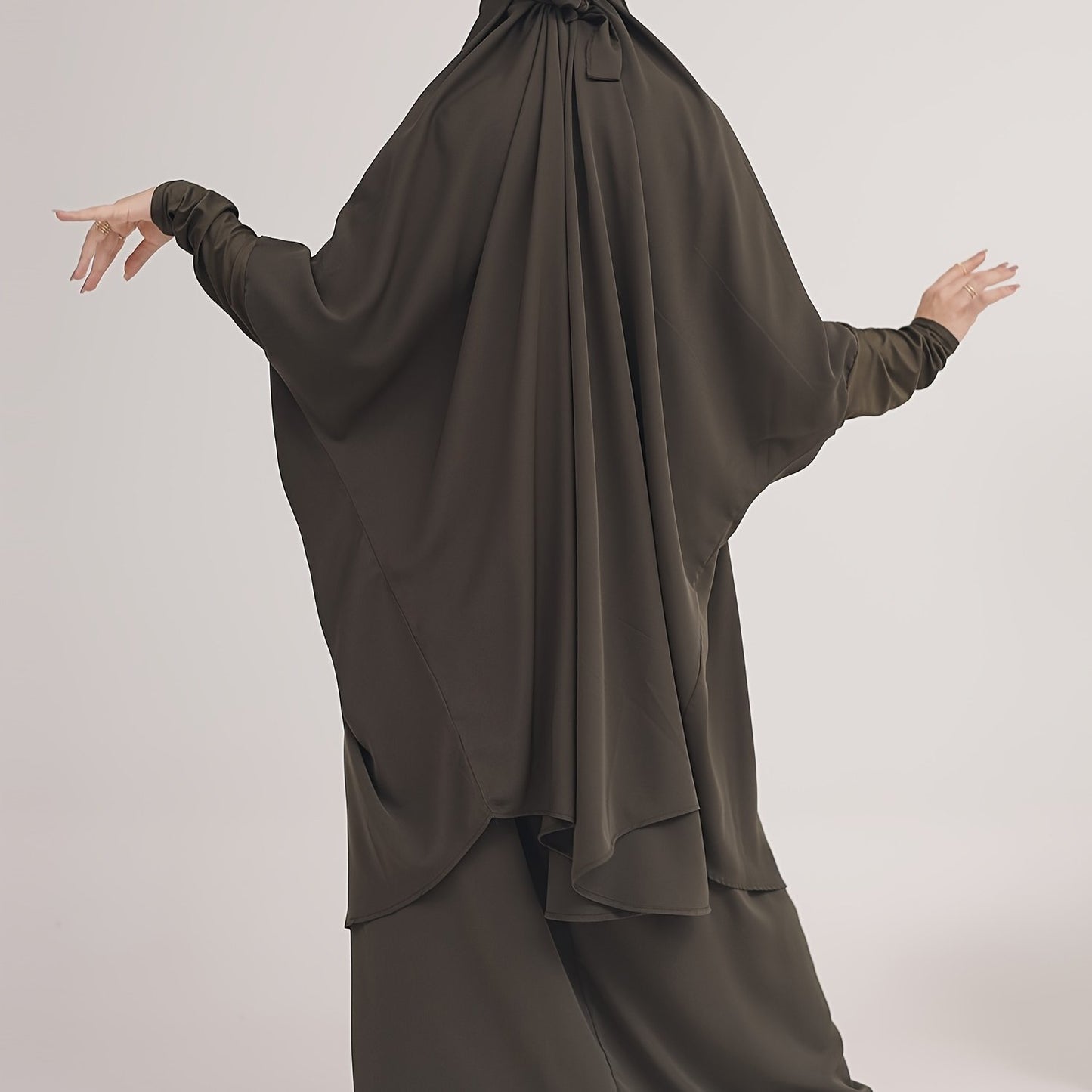2pcs Dubai Islamic Muslim Women Jilbaab Abaya Long Skirt Pray Abaya Set for EID Ramadan