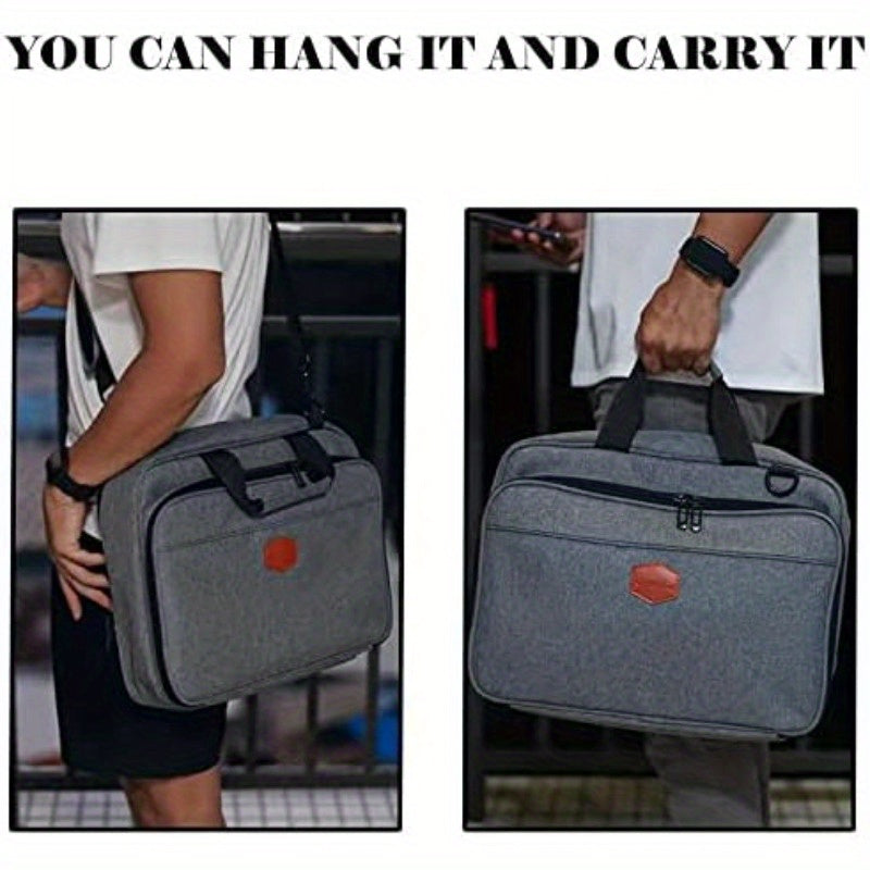 15.6 Inch Leather Laptop Bag Convertible to 2 Separate Pouches - Canvas Messenger Bag with Detachable Compartment, Multiple Pockets