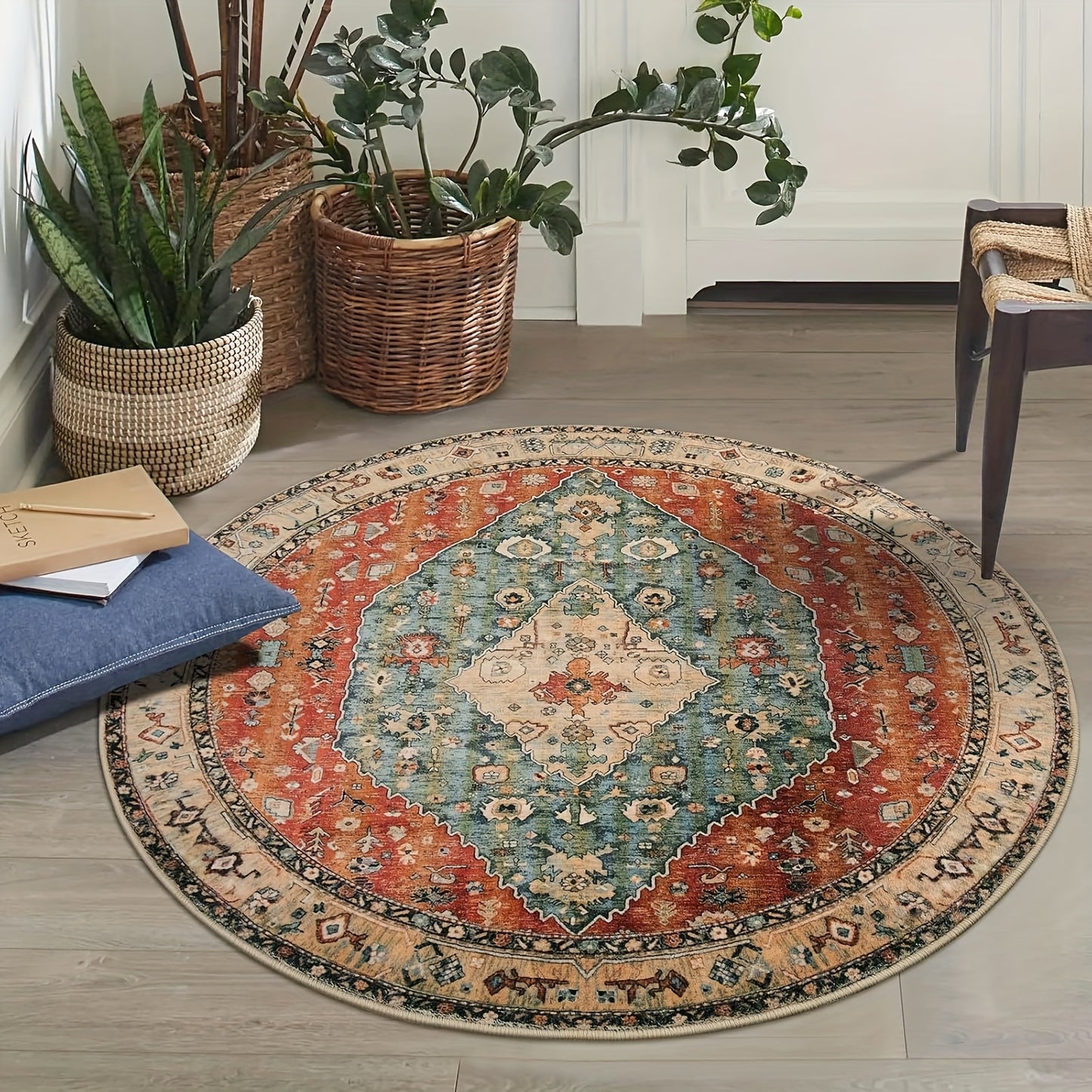 Boho Tribal Runner Rug Hallway Bohemian Vintage Non-Slip Entryway Throw Rug Faux Wool Machine Washable Low-Pile Floor Carpet Runner For Kitchen Laundry Living Bedroom