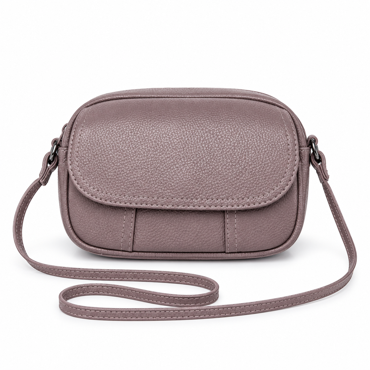 Dusty Mauve Textured Flap Crossbody Bag