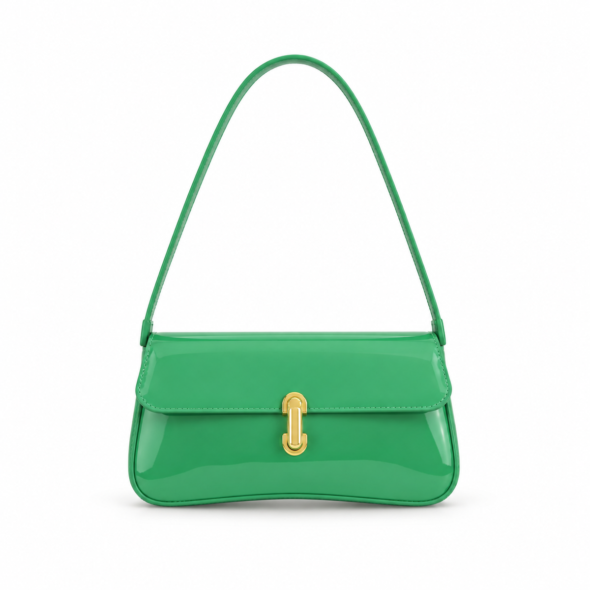 Glossy Emerald Green Shoulder Bag