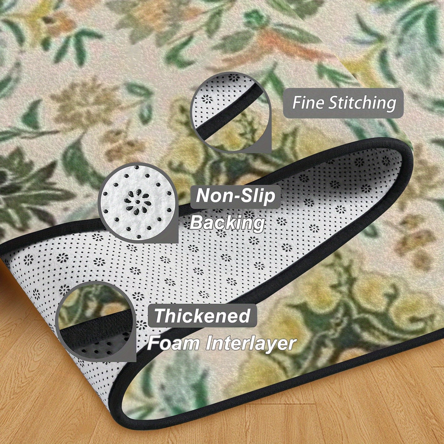 Machine Washable Carpet, Floor Carpets and Protectants, Non-Slip, Fade Resistant, Flannel Area Mat, sqm Polyester, Lightweight Rugs for Entryway, Hallway, Kitchen and Corridor, Bedroom Office, Living Room