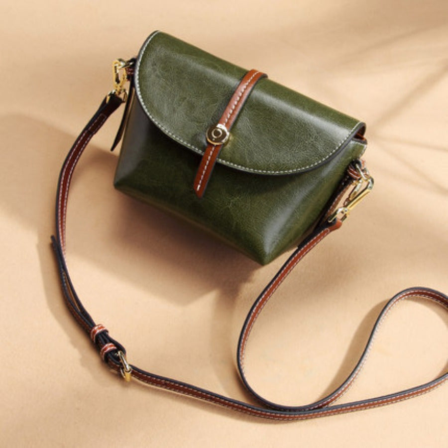 New Solid Color Leather Women's Saddle Bag, Simple And High-End Versatile Crossbody Bag, Leather Bag, Shoulder Bag for Women