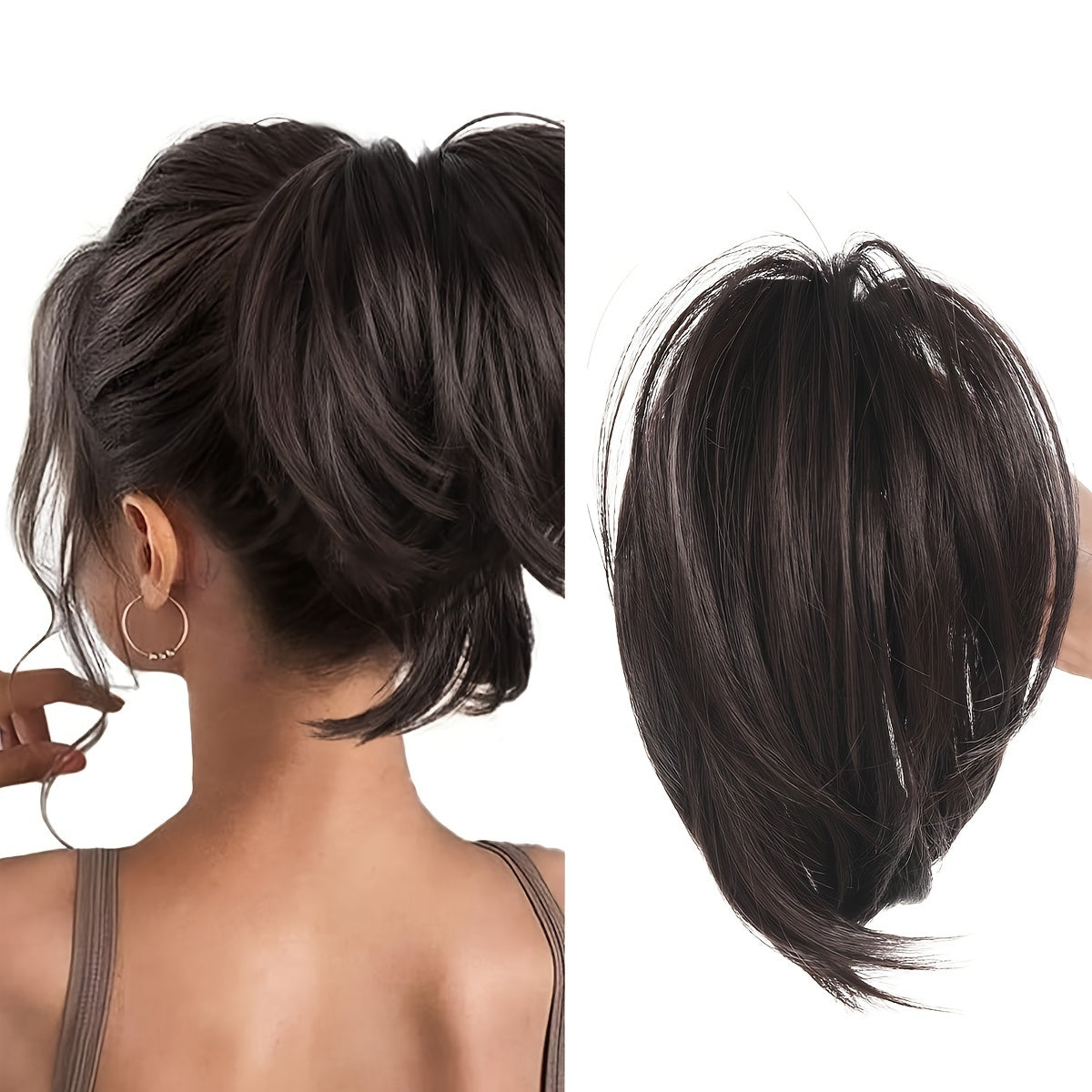 Messy Bun Hair Clip For Women | Straight Ponytail Extension 8inch Black