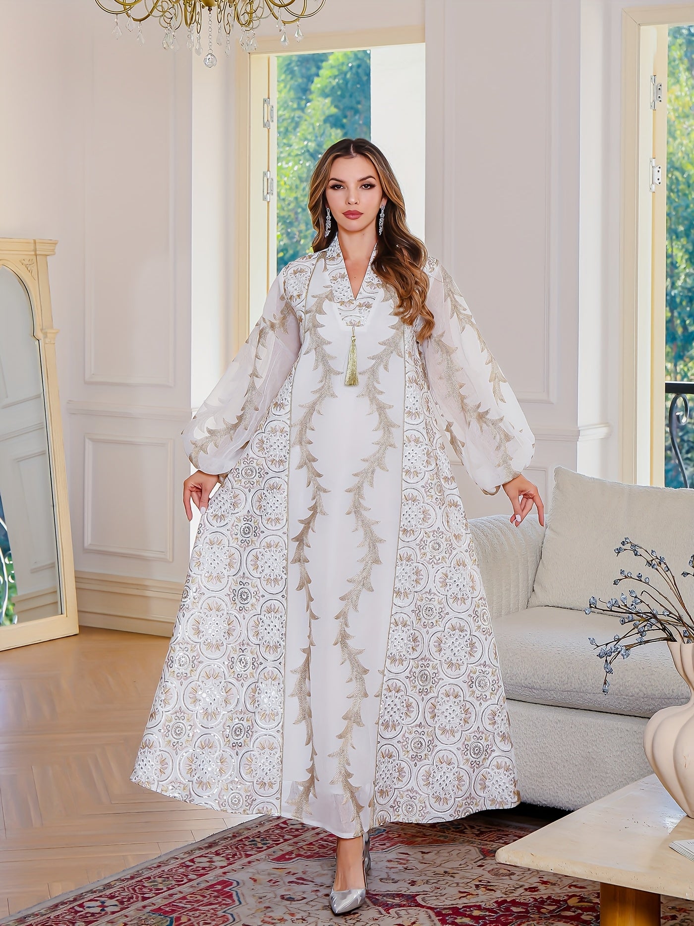 Ramadan Women's ABAYA Robes | Modern Muslim Pipe Bead Embroidered Diamond Bar Code Big Robe Women's Elegant Dress Foreign Trade Dubai Turkey Foreign Trade Clothing Abaya