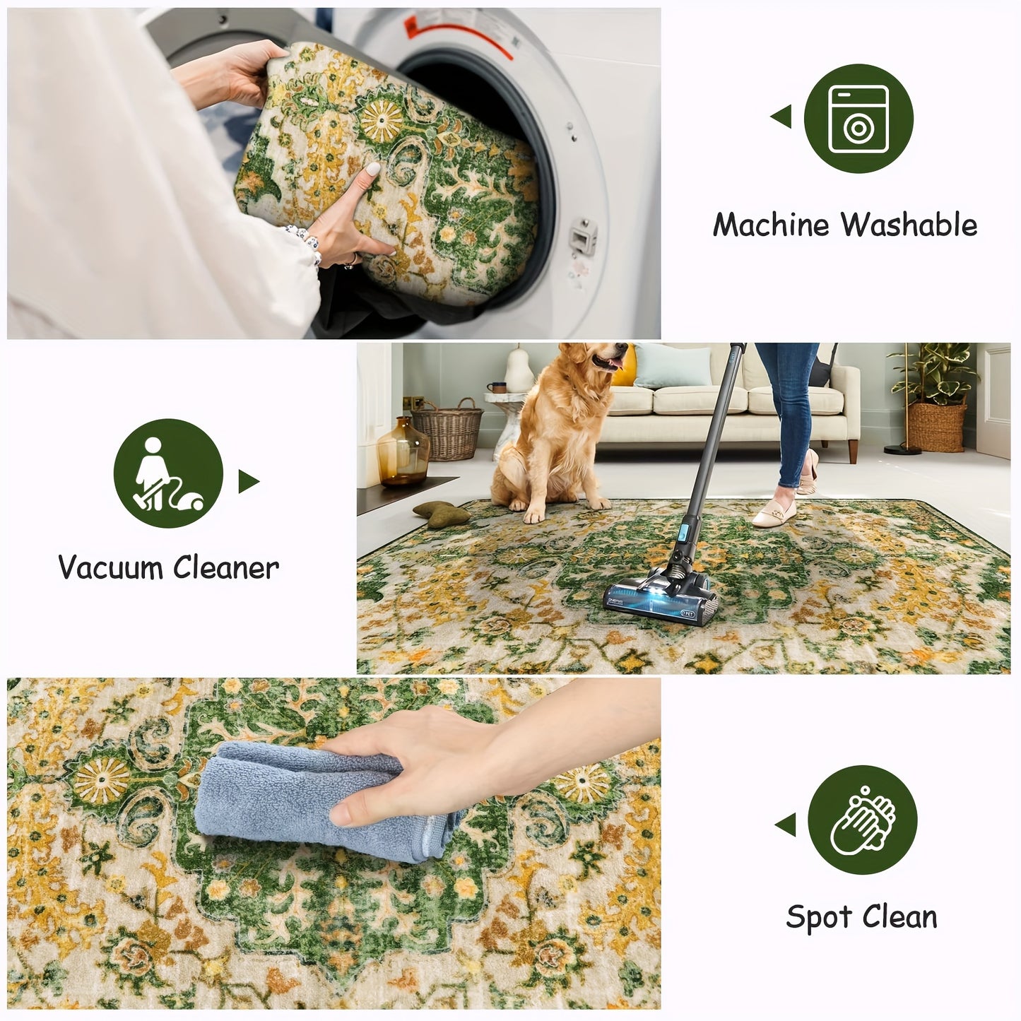 Bohemian Floral Medallion Area Rug - Small Rugs For Bedroom Soft Bathroom Mat, Machine Washable Indoor Throw Front Door Carpet For Bathroom Sink Dressing Room