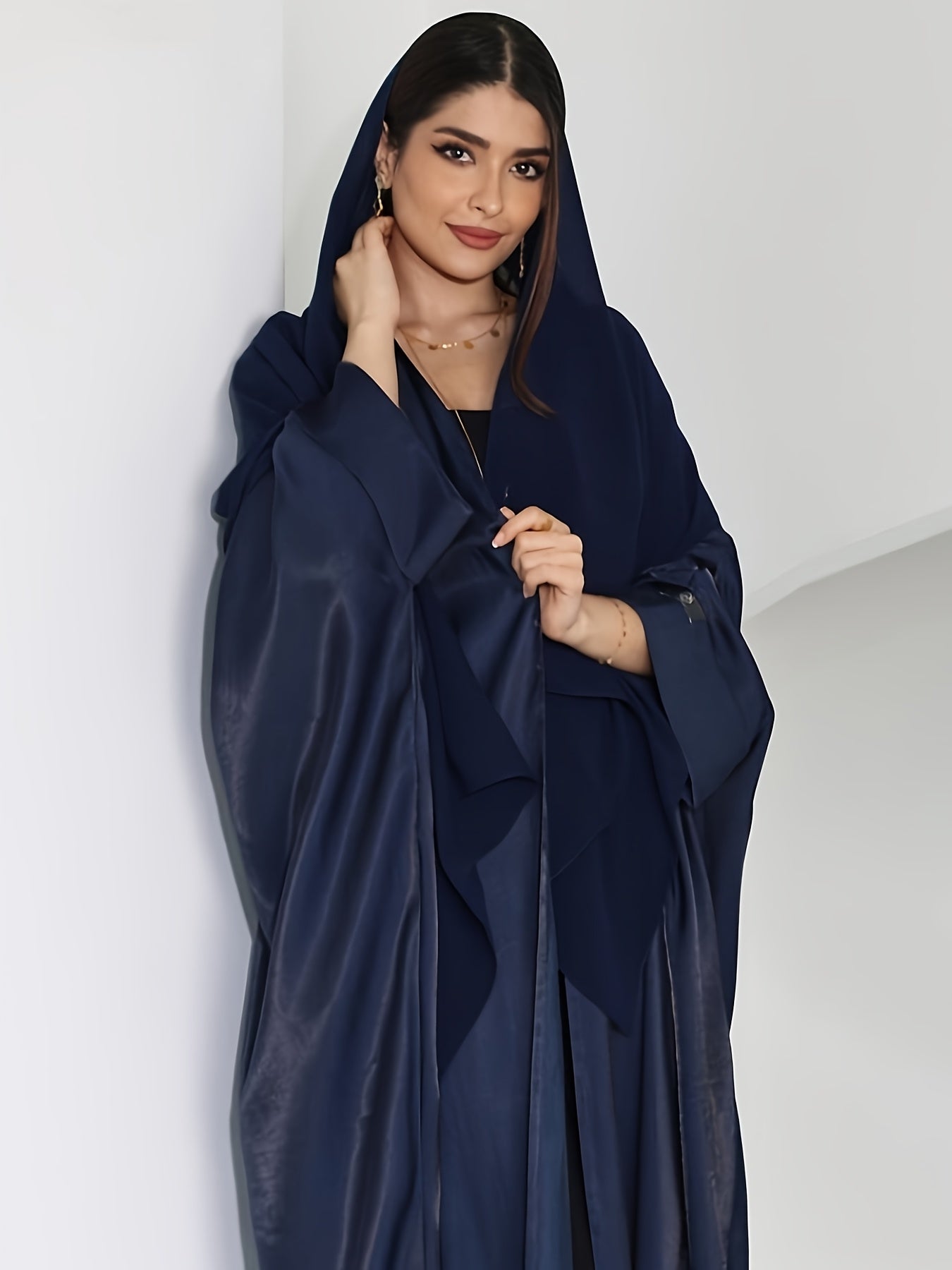 Satin Abaya - Modest Batwing Sleeve Maxi Dress for Women, Perfect for Ramadan & Casual Attire