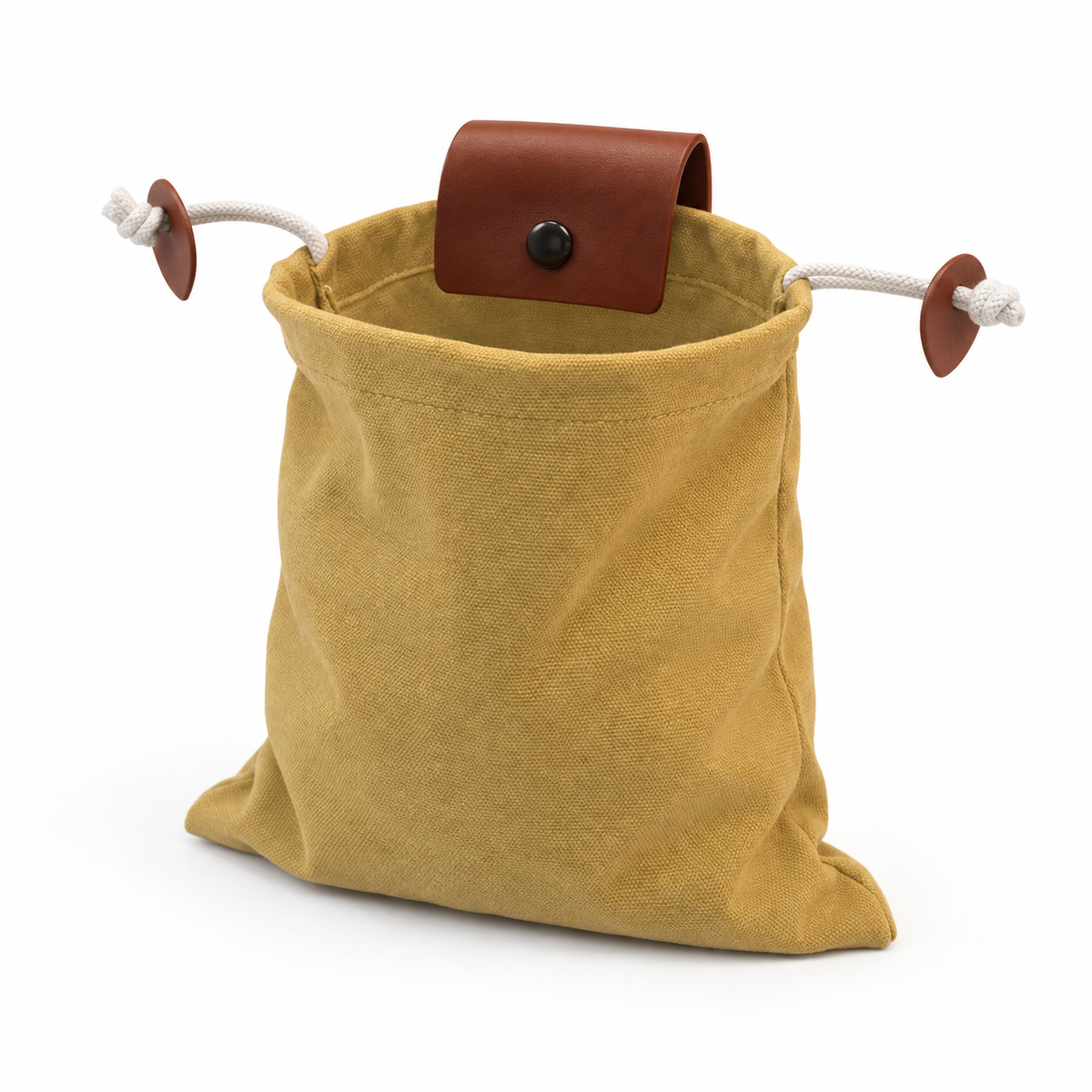 Khaki Fabric Drawstring Waist Belt Pouch