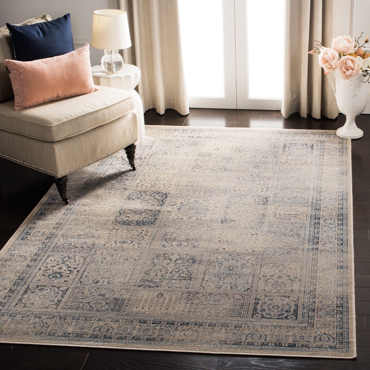 Vintage Collection VTG127 Non-Slip Indoor Power Loomed Easy Care Area Medium Rug For Home Decor Rug for Living Room, Bedroom,Turkish Carpet, Dining Room, Home Office, Basement