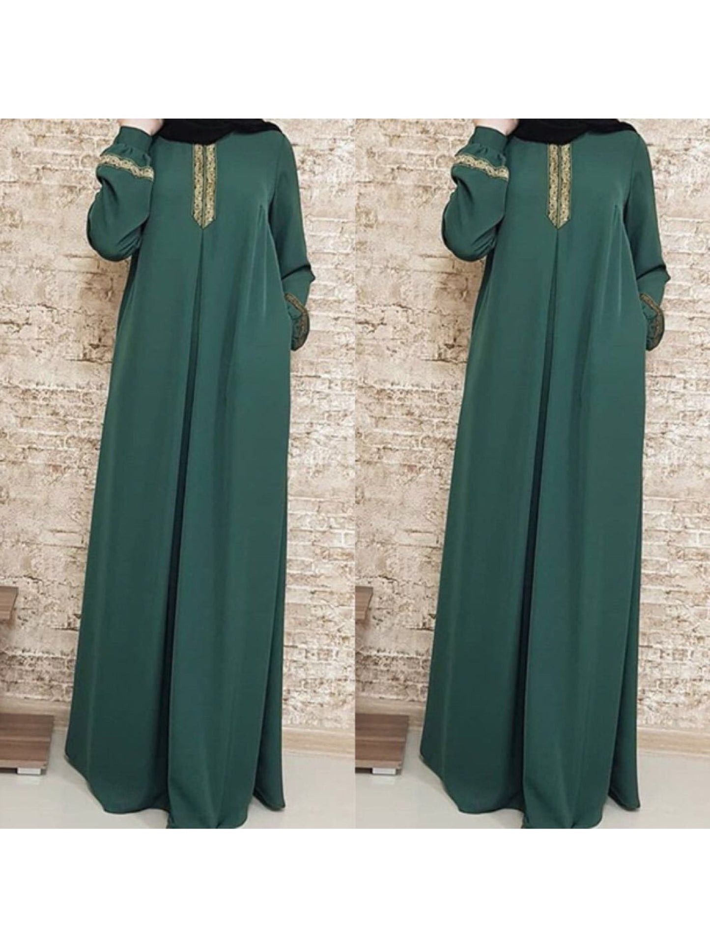 Plus Size, Women's Islamic Palestinian Abaya - Long Abaya Gown with Zipper Closure, Elegant Black Islamicrobe for Everyday & Special Occasions, Machine Washable Muslim Formal Attire, Modest Fashion