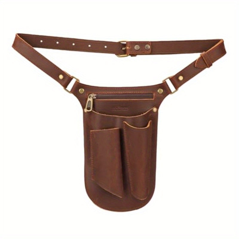 Faux Leather Gardening Belt Florist Tool Bag Gardener Holster Waist Pouch Electrician Carpenter Organizer Kit with 4 Pockets Up to 44 Brown