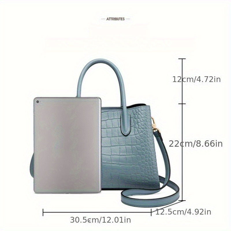 2025 New Genuine Leather Women's Crossbody Bag - Large Capacity Detachable Strap Handbag, Elegant Office & Daily Commuting Purse with Zipper Closure