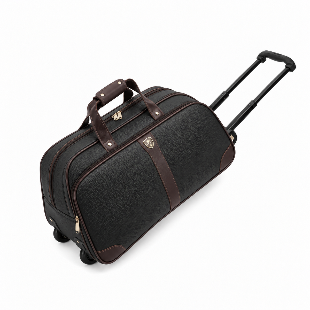 Classic Black Brown Trim Trolley Bag