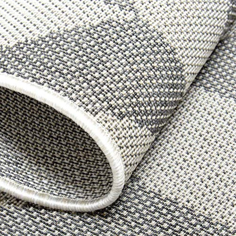 Patio Country Contemporary Herringbone Indoor Outdoor Area Medium Rug Black Grey 5'2x7'2