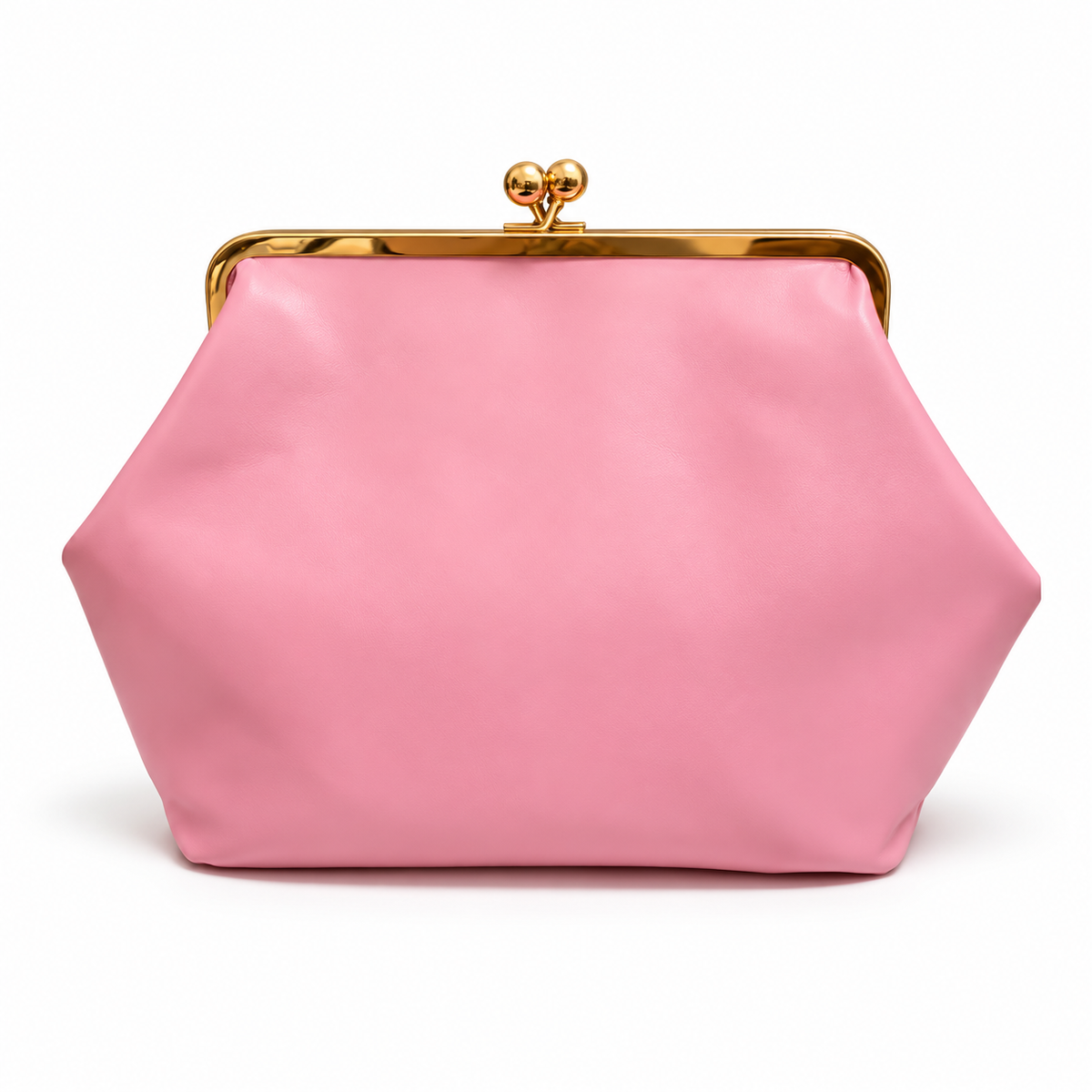 Elegant Pink Gold Frame Kisslock Clutch
