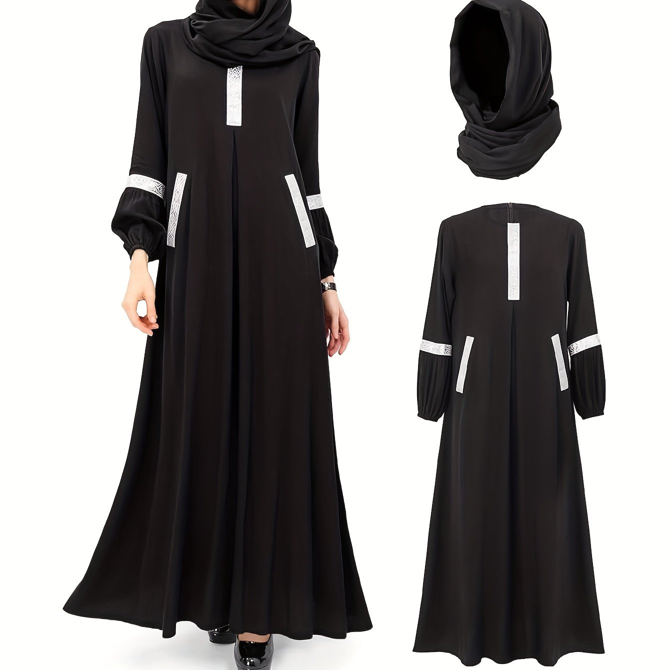 Muslim Abayas Dress With Hijabs Long Sleeve Modest Dubai Outfits