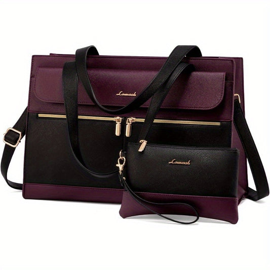Laptop Bag for Women 15.6 Inch Tote Work Professional Leather Computer Briefcase Handbag Shoulder Large Capacity Business Teacher Office Crossbody Purse